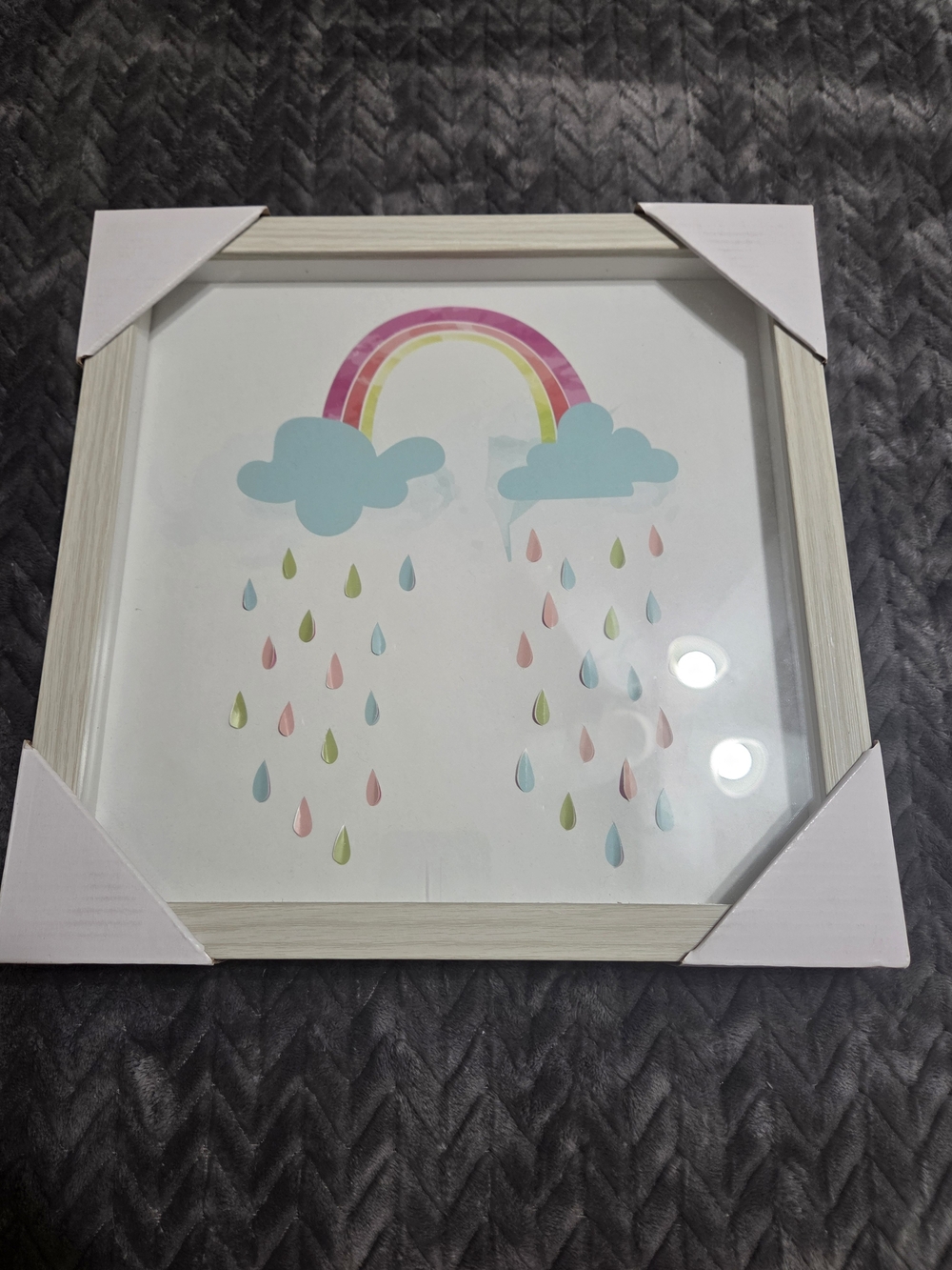 Pastel Rainbow and Cloud Wall Art - Blue, Pink & Green